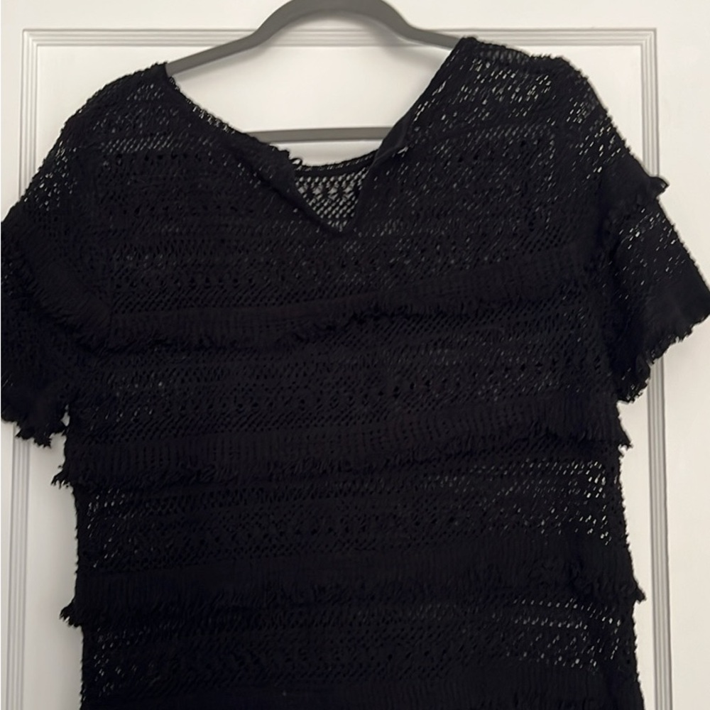 Joie Black Ruffled Short Sleeve Blouse